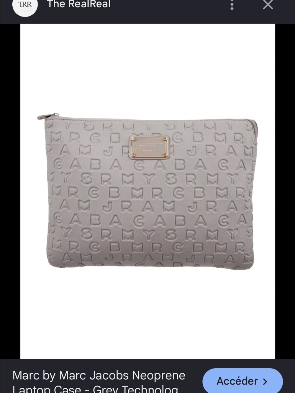 Marc By Marc Jacobs Light Grey/Taupe Embossed Neoprene Pouch